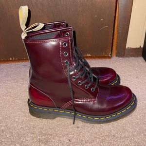 Doc Martens Vegan Cherry Red Boots 8-eye Sz 9